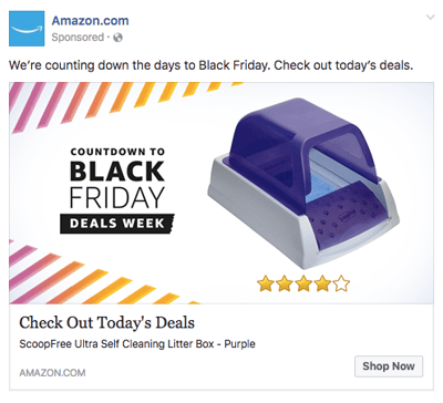 amazon newsfeed litter box.png Facebook event ad for litter box by Amazon